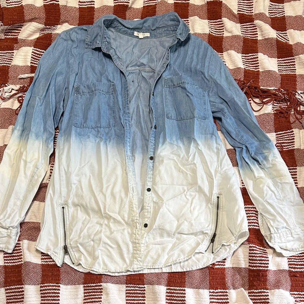 Maurices Blue and White Ombre Shirt Jacket